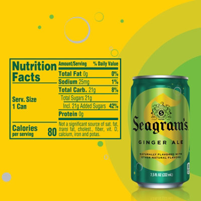 Seagrams Soda Pop Ginger Ale In Mini Cans - 6-7.5 Fl. Oz. - Image 4