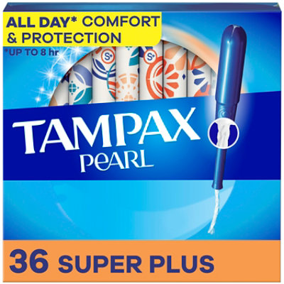 Tampax Pearl Super Plus Absorbency Unscented Tampons - 36 Count - Image 1