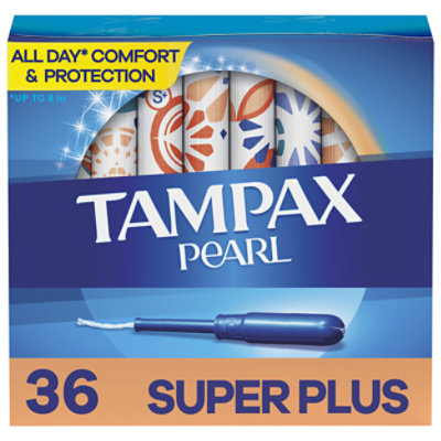 Tampax Pearl Tampons Super Plus Absorbency Unscented - 36 Count