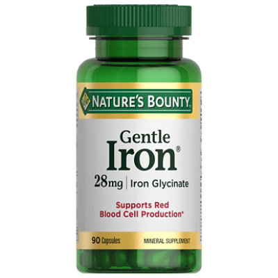 Natures Bounty Mineral Supplement Capsules Gentle Iron 28 mg - 90 Count