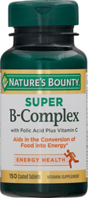 Natures Bounty Vitamin Supplement Tablets Super B-Complex With Folic Acid + Vitamin C - 150 Count - Image 2