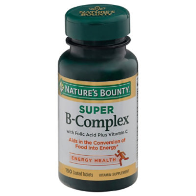 Natures Bounty Vitamin Supplement Tablets Super B-Complex With Folic Acid + Vitamin C - 150 Count