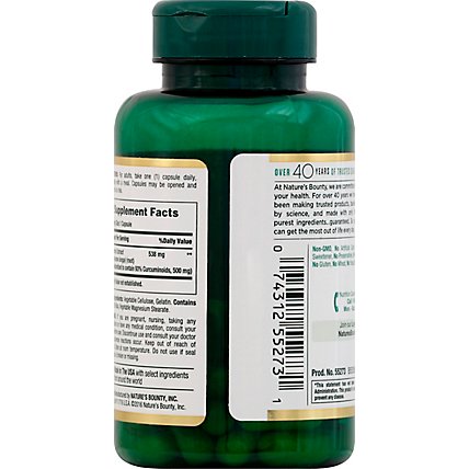 Natures Bounty Herbal Supplement Capsules Turmeric 538 mg - 45 Count - Image 3