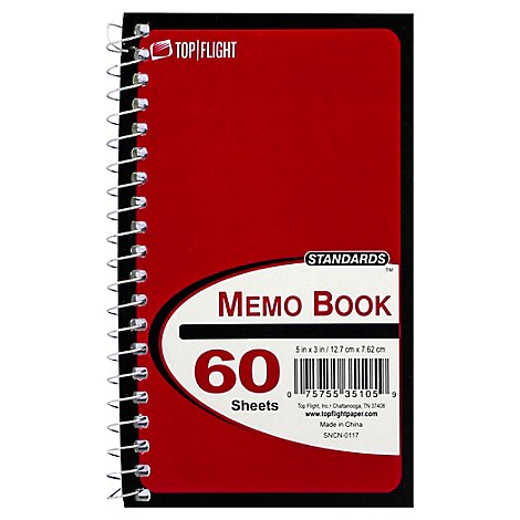 Top Flight Standards Memo Book 5x3 Inches 60 Sheets - Each