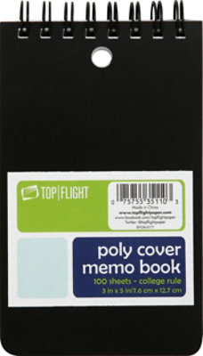 Top Flight Memo Book Poly Cover College Rule 100 Sheets - Each - Image 2