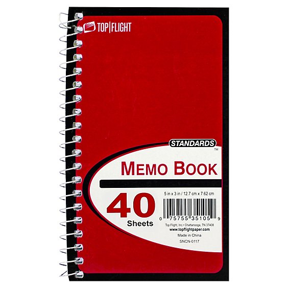 Top Flight Standards Memo Book 6x4 Inches 40 Sheets - Each