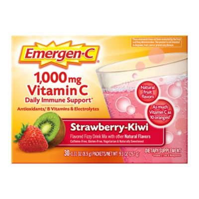 Emergen-C 1000 mg Vitamin C Strawberry Kiwi Drink Mix- 30-0.31 Oz. - Image 1