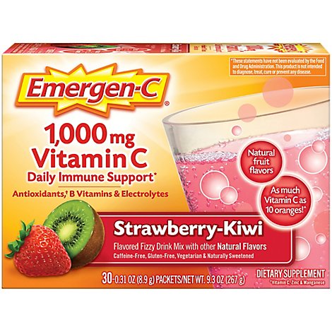 Emergen-C 1000 mg Vitamin C Strawberry Kiwi Drink Mix- 30-0.31 Oz.