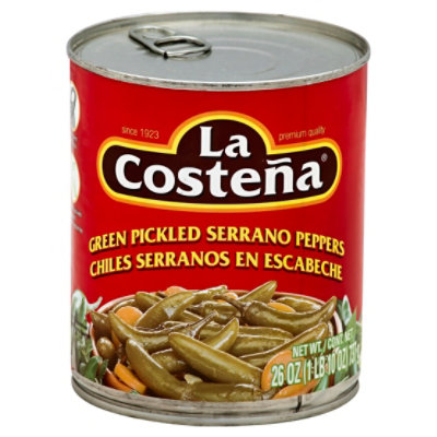 La Costena Serrano Peppers Green Pickled Can - 26 Oz - Image 1
