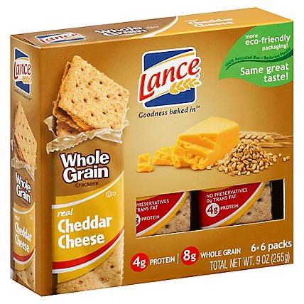 Lance Cracker Sandwiches Whole Grain Cheddar Cheese 6x6 Packs - 9 Oz - Image 1