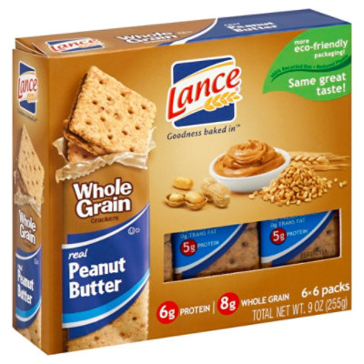 Lance Cracker Sandwiches Whole Grain Peanut Butter - 6 - 9.1 Oz - Image 1