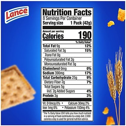 Lance Cracker Sandwiches Whole Grain On-the-Go Packs Cheddar Cheese - 8 - 12 Oz - Image 4