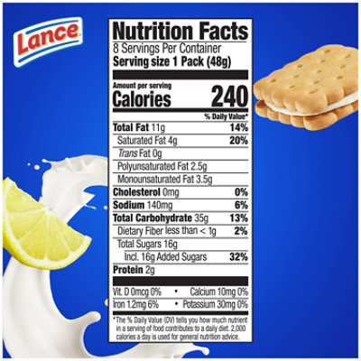 Lance Nekot Lemon Creme Sandwich Cookies - 8 Ct - 1.72 Oz - Image 3