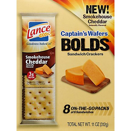 Lance Captains Wafers Crackers Sandwiches Smokehouse Cheddar 8 Count - 11 Oz - Image 2
