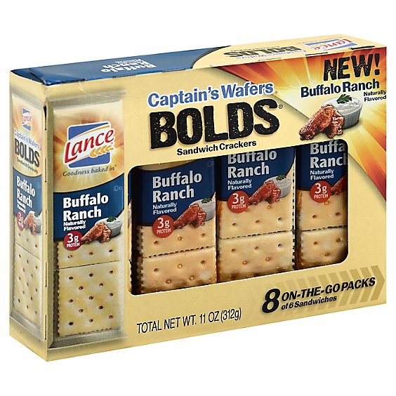 Lance Captains Wafers Crackers Sandwiches Buffalo Ranch 8 Count - 11 Oz