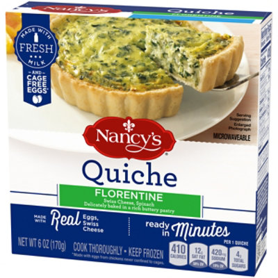 Nancy's Florentine Quiche with Eggs Swiss Cheese & Spinach Frozen Meal Box - 6 Oz - Image 4