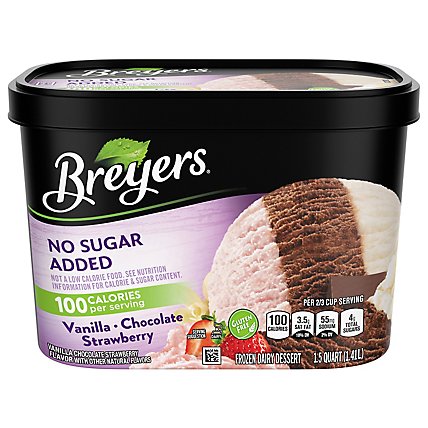Breyers No Sugar Added Vanilla Chocolate Strawberry Frozen Dairy Dessert - 48 Oz - Image 2