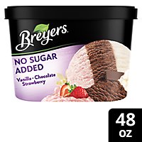 Breyers No Sugar Added Vanilla Chocolate Strawberry Frozen Dairy Dessert - 48 Oz - Image 1