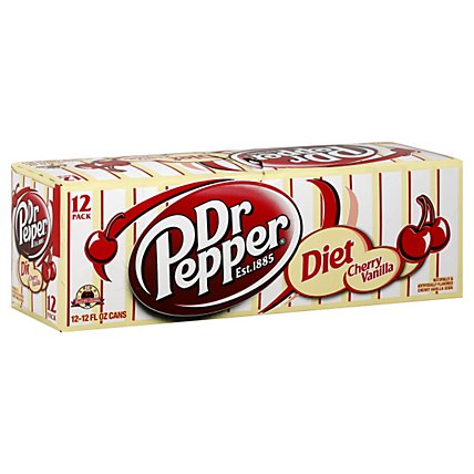 Diet Dr Pepper Cherry Vanilla Soda 12 fl oz cans 12 pack - Image 1