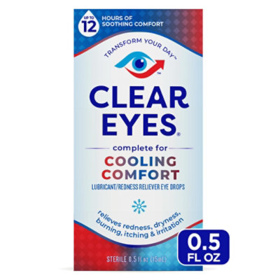 Clear Eyes Eye Drops Lubricant/Redness Reliever Cooling Comfort - 0.5 Fl. Oz.