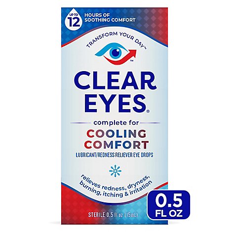 Clear Eyes Eye Drops Lubricant/Redness Reliever Cooling Comfort - 0.5 Fl. Oz.