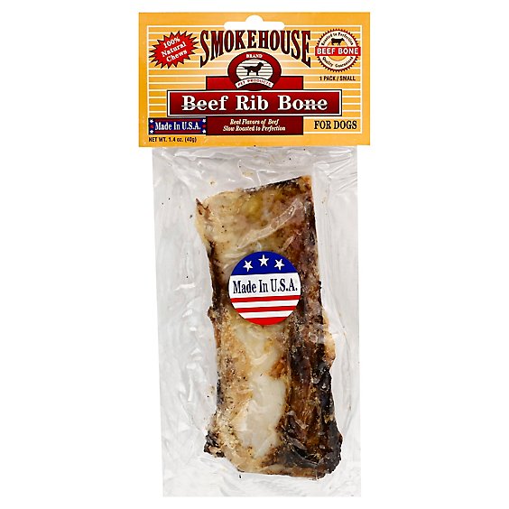 Smokehouse Dog Treats Beef Bone Beef Rib Bone Small - 1.4 Oz