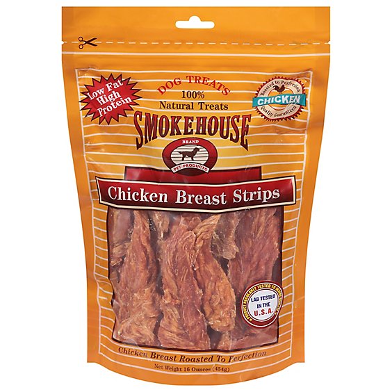 Smokehouse Dog Treats Chicken Strips Breast Low Fat - 16 Oz