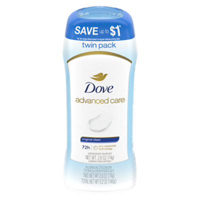 Dove Invisible Solid Original Clean Antiperspirant Deodorant Stick Twin Pack - 2-2.6 Oz - Image 3