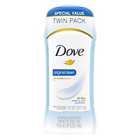 Dove Invisible Solid Original Clean Antiperspirant Deodorant Stick Twin Pack - 2-2.6 Oz - Image 2