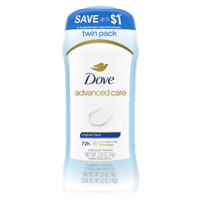 Dove Invisible Solid Original Clean Antiperspirant Deodorant Stick Twin Pack - 2-2.6 Oz - Image 2