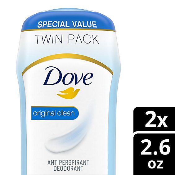 Dove Invisible Solid Original Clean Antiperspirant Deodorant Stick Twin Pack - 2-2.6 Oz