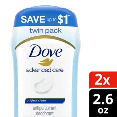 Dove Invisible Solid Original Clean Antiperspirant Deodorant Stick Twin Pack - 2-2.6 Oz - Image 2