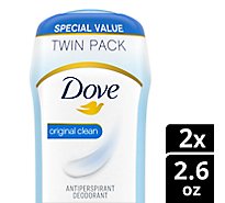Dove Invisible Solid Original Clean Antiperspirant Deodorant Stick Twin Pack - 2-2.6 Oz