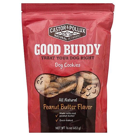Castor & Pollux Good Buddy Dog Treats All Natural Cookies Peanut Butter Flavor Bag - 16 Oz