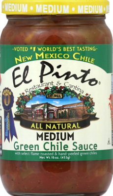 El Pinto Salsa All Natural Medium Green Chile Jar - 16 Oz - Image 1