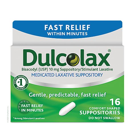 Dulcolax Laxative 10mg Comfort Shaped Suppositories - 16 Count