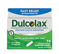 Dulcolax Laxative 10mg Comfort Shaped Suppositories - 16 Count