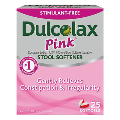 DulcoEase Pink Stool Softener 100 mg Softgels - 25 Count