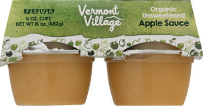 Vermont Village Organic Apple Sauce Unsweetened Cups - 4-4 Oz - Image 2