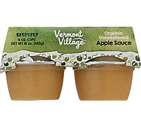 Vermont Village Organic Apple Sauce Unsweetened Cups - 4-4 Oz