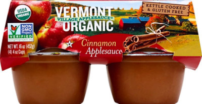 Vermont Village Organic Apple Sauce Cinnamon Cups - 4-4 Oz - Image 2