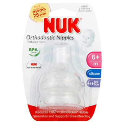 Nuk Nipple Wide Neck Size 2 - 2 Count - Shaw's