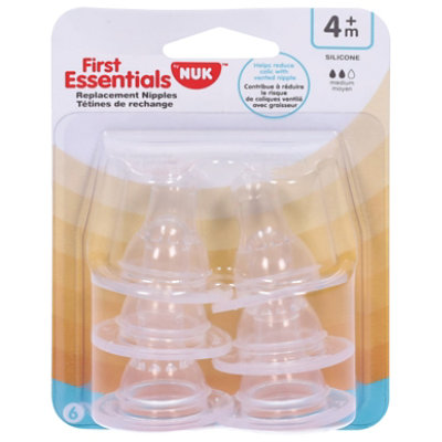NUK First Essentials Fast Flow Silicone Nipple - 6 Count
