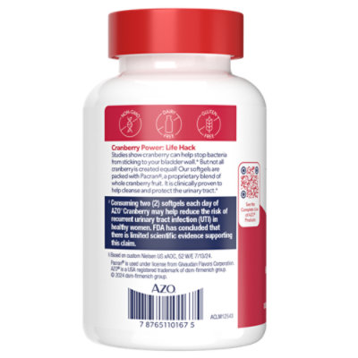 AZO Cranberry Supplement Urinary Tract Health Softgels - 100 Count - Image 2