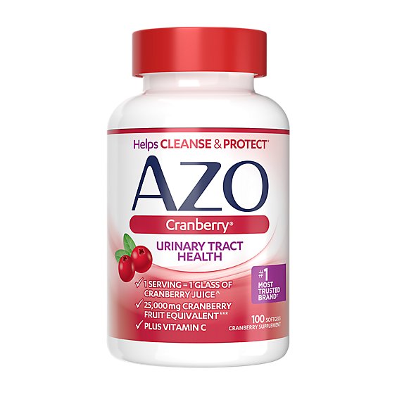 AZO Cranberry Supplement Urinary Tract Health Softgels - 100 Count