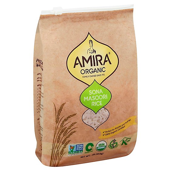Amira Organic Rice Sona Masoori - 1 Lb