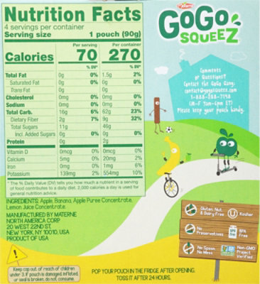 Gogo Squeez Apple Banana Fruit On The Go Applesauce Pouches - 12.8 Oz - Image 6