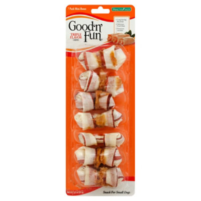 Healthy Hide Good N Fun Dog Treats Chew Mini Bone Triple Flavor Blister Pack - 7 Count - Image 1