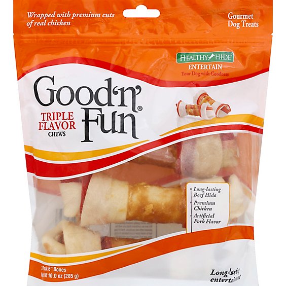 Healthy Hide Good n Fun Dog Treats Triple Flavor Bag - 3 Count
