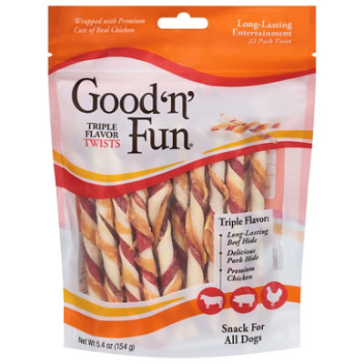 Good ’n’ Fun Triple Flavor Twists Gourmet Dog Treats 22 Count Bag - 5.4 Oz - Image 3